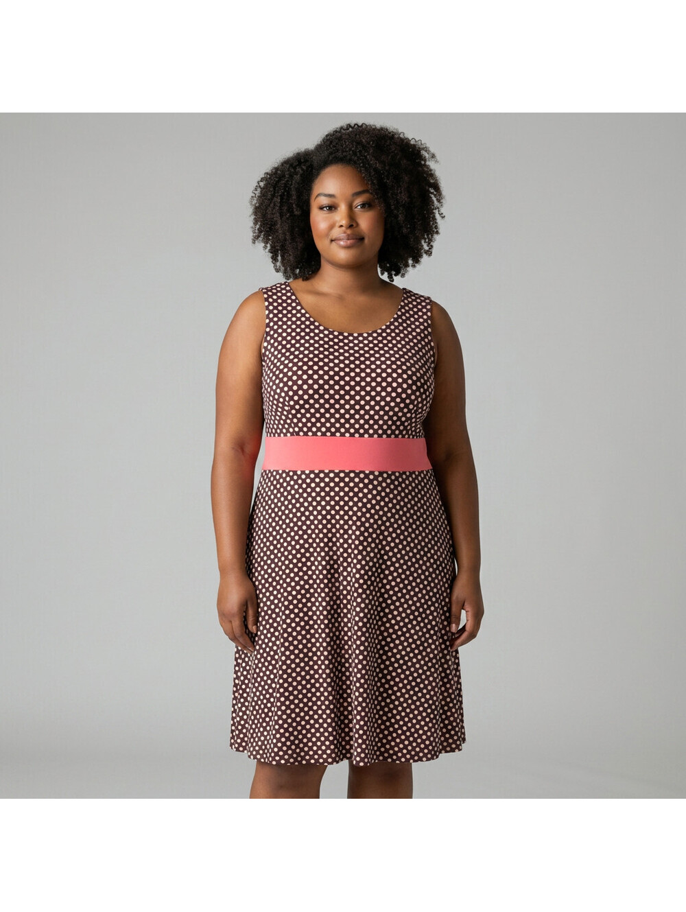Danny And Nicole Dress Women 16W Plus Black Polka Dot Sheath Midi Sleeveless